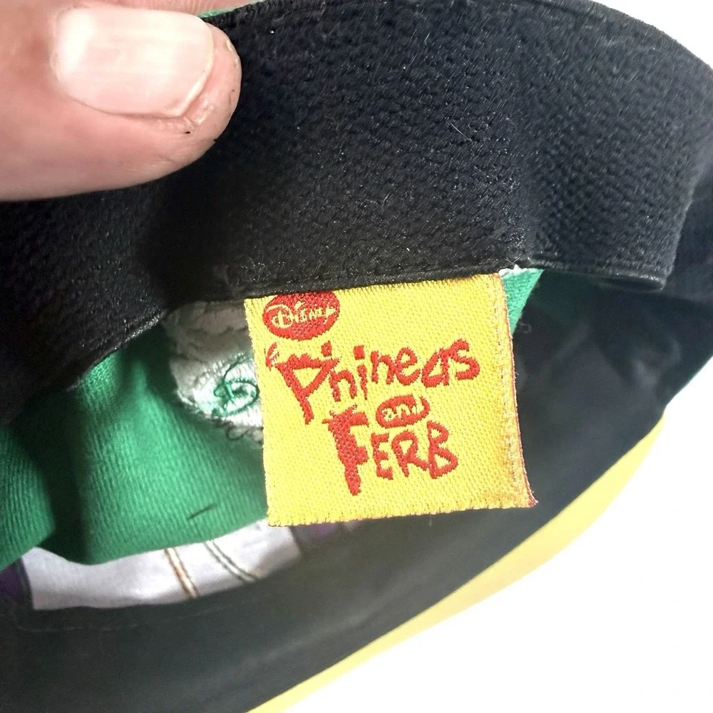 Disney Phineas and Ferb Ferb Hat Felt Face Fitted Cap Green Purple Youth